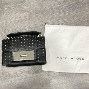Marc Jacobs Black and Silver Shoulder Bag with Studded Design